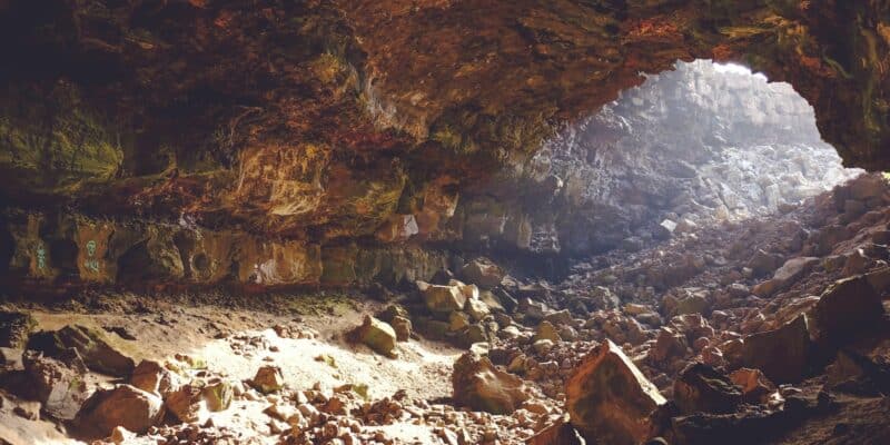 brown rock inside cave